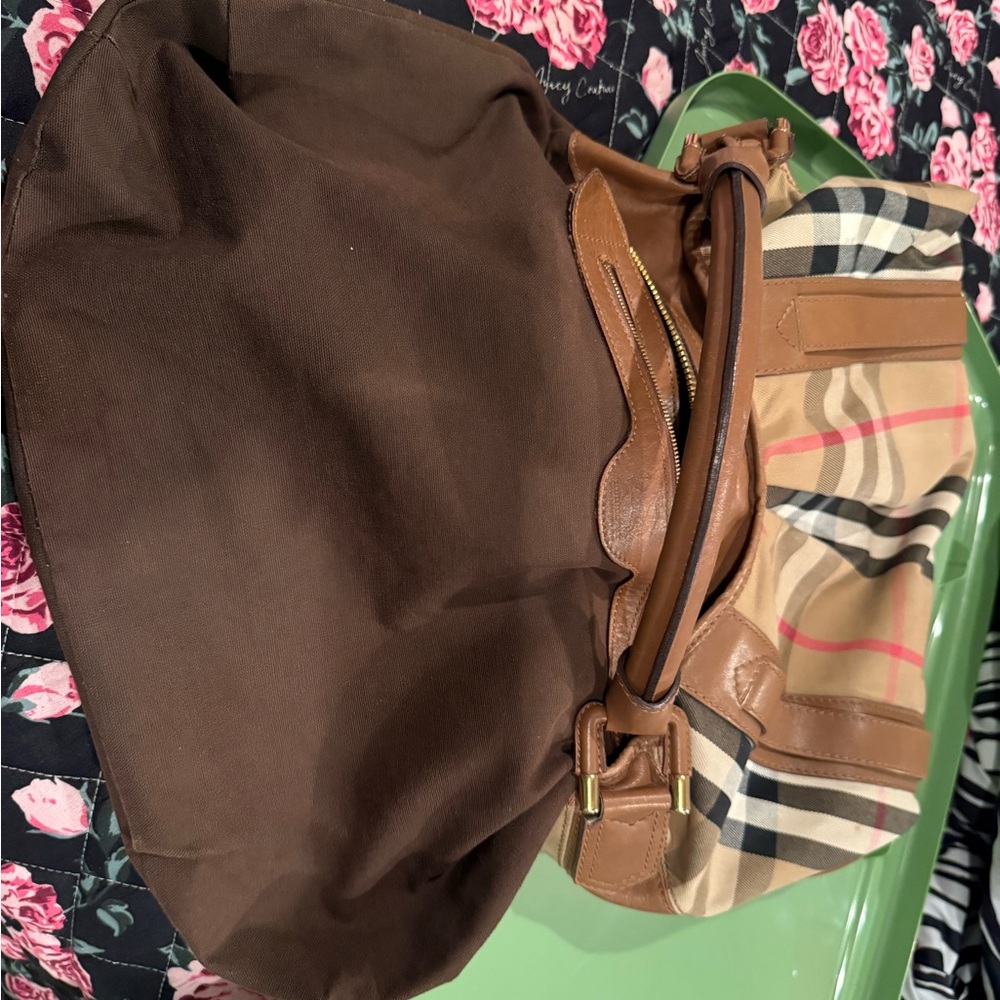 Burberry Tan and Brown Shoulder Bag with Iconic Check Pattern - Picture 16 of 16
